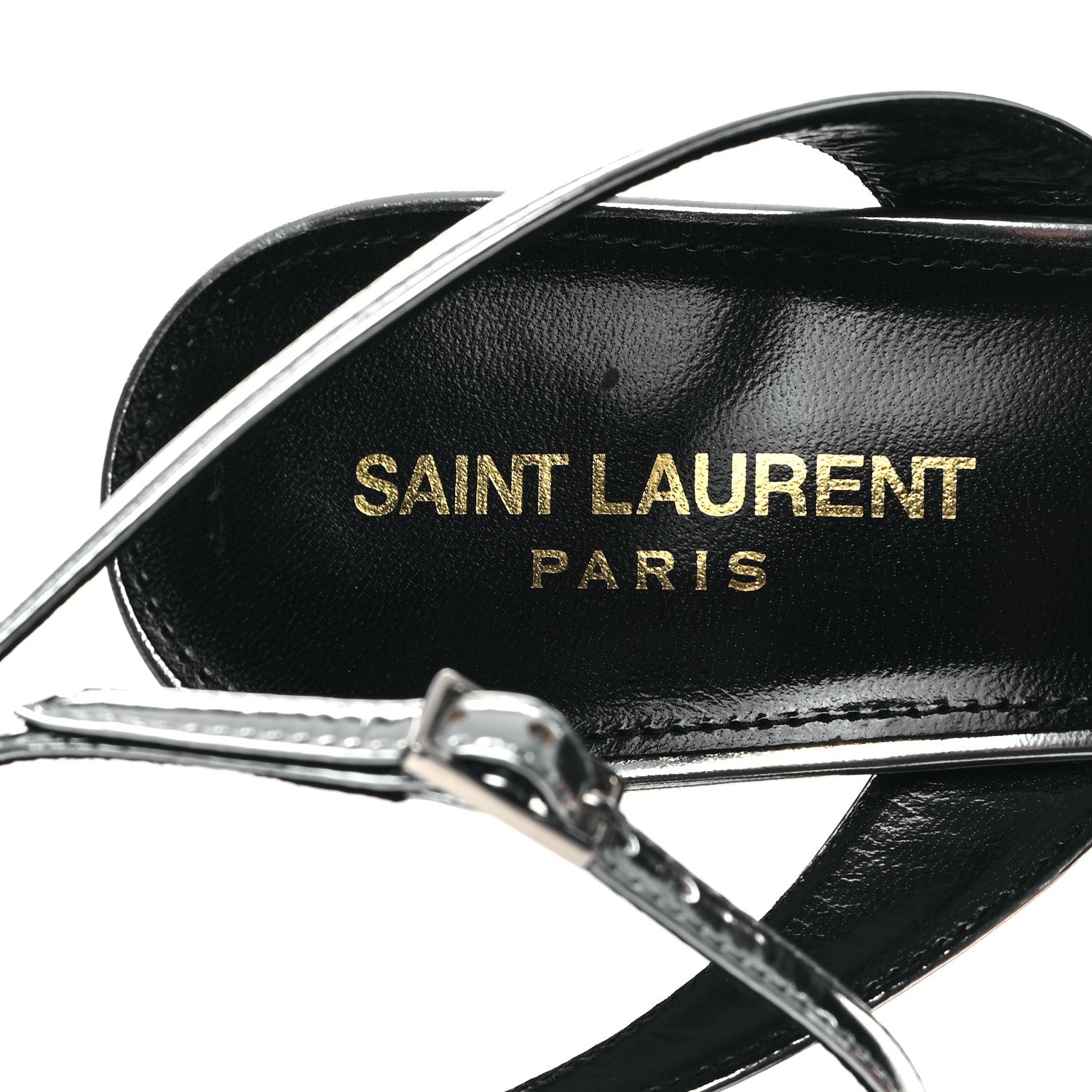 Saint Laurent Metallic Patent Jodie 95 Platform Sandals 39 Silver 7 of 10