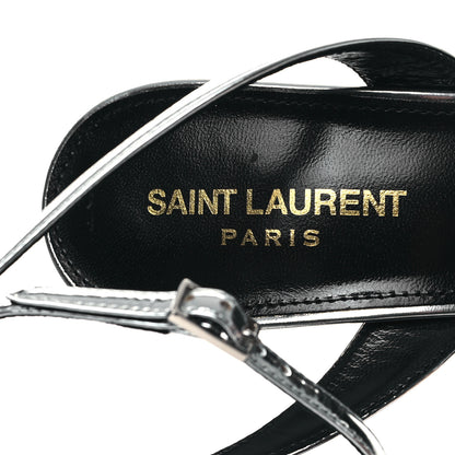 Saint Laurent Metallic Patent Jodie 95 Platform Sandals 39 Silver 7 of 10