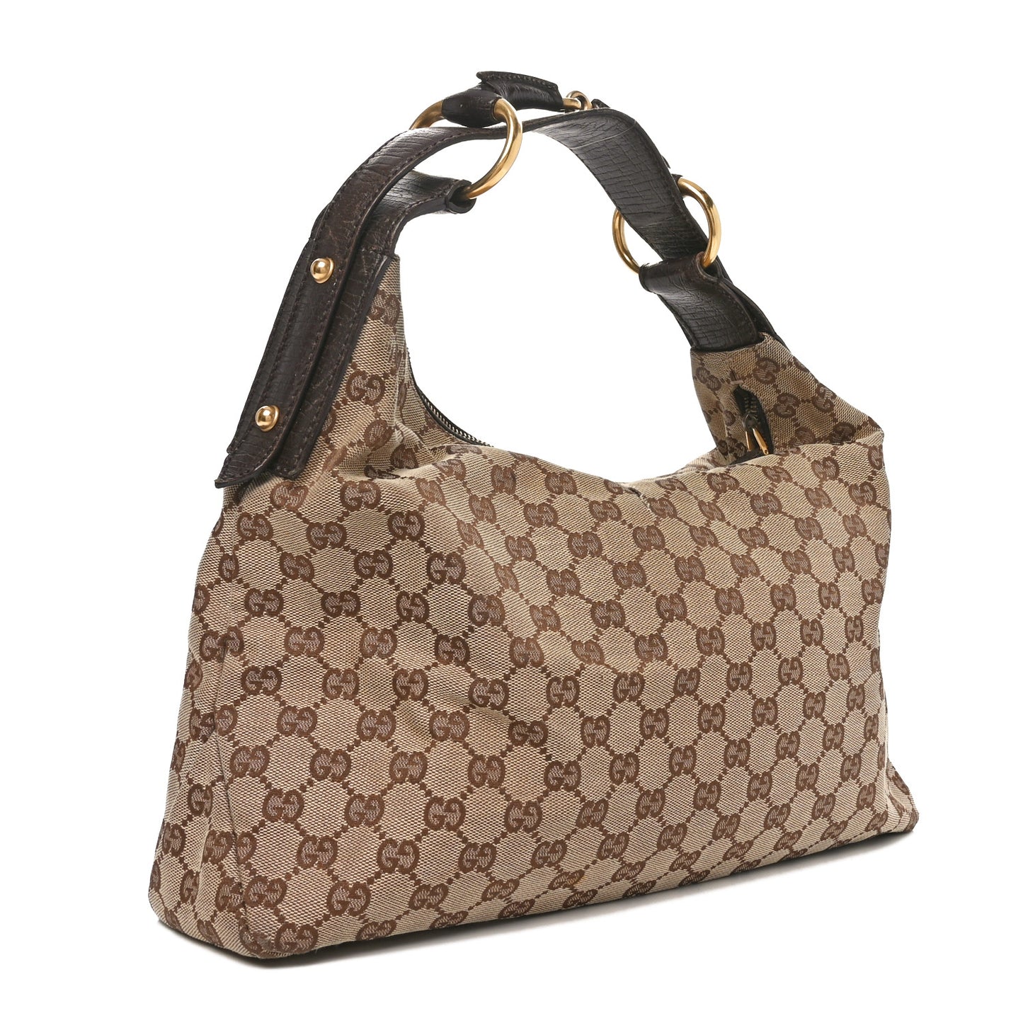 Monogram Medium Horsebit Chain Hobo Dark Brown