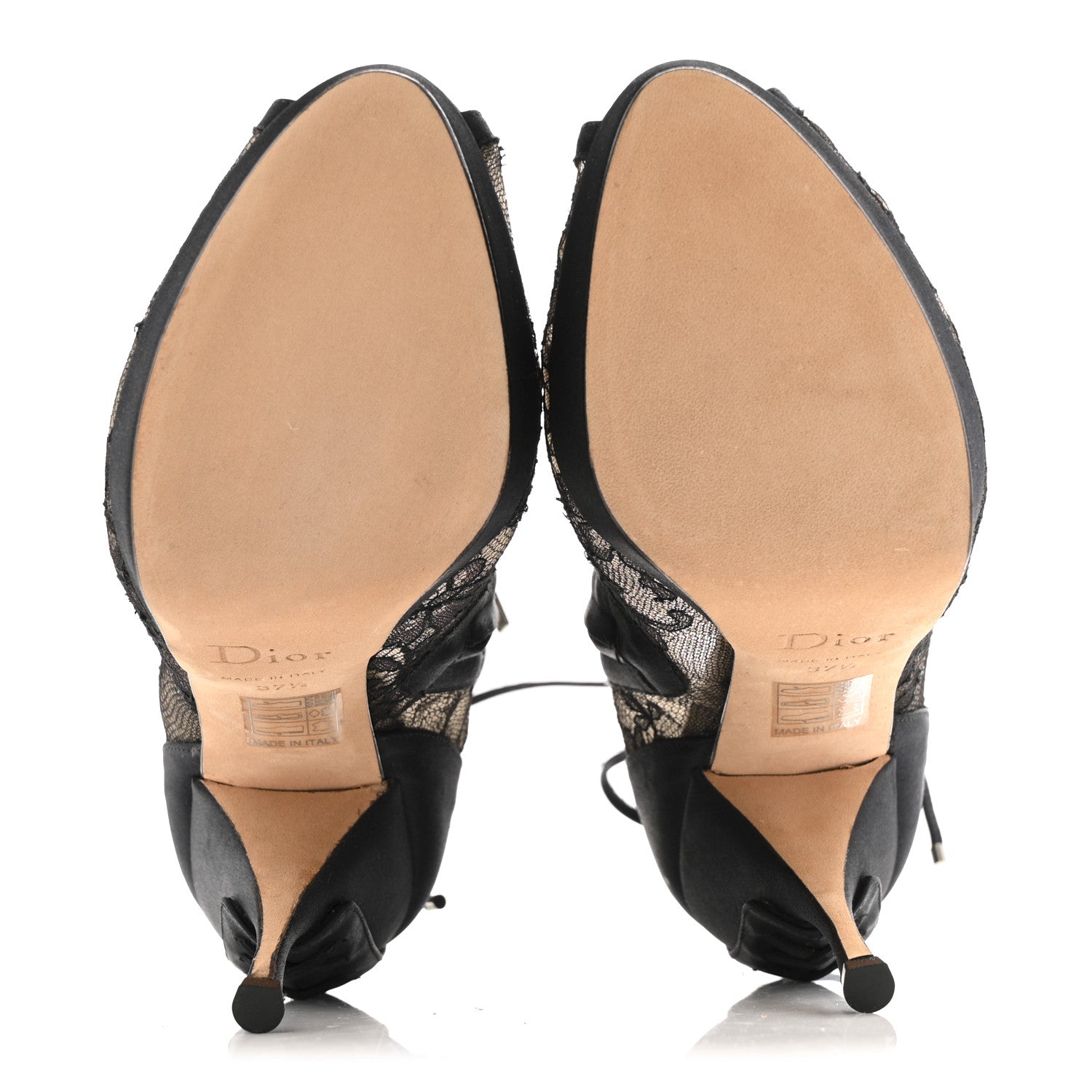 Christian Dior Suede Transparent Mesh Floral Embroidered Peep Toe Boots 37.5 Black 6 of 11