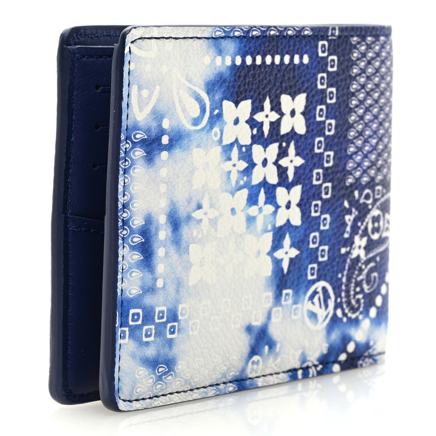 Cowhide Monogram Bandana Slender Wallet Blue