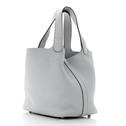 Hermes Taurillon Clemence Picotin Lock 18 PM Bleu Pale 2 of 11