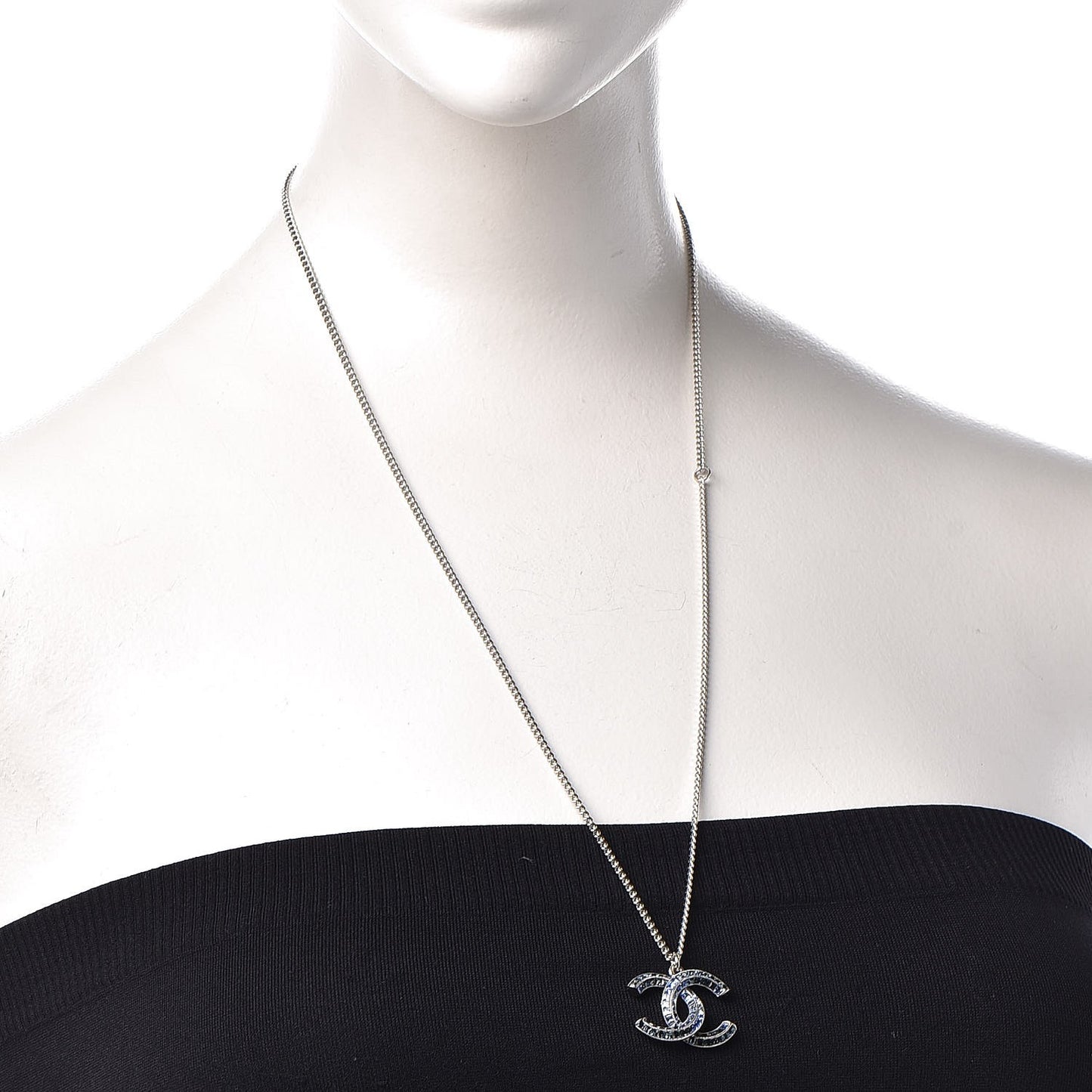 Crystal Baguette CC Necklace Blue