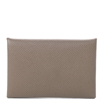 Hermes Epsom Calvi Card Case Etoupe 1 of 8