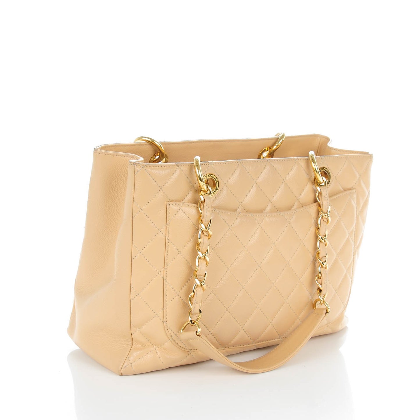 Caviar Quilted Grand Shopping Tote GST Beige Clair