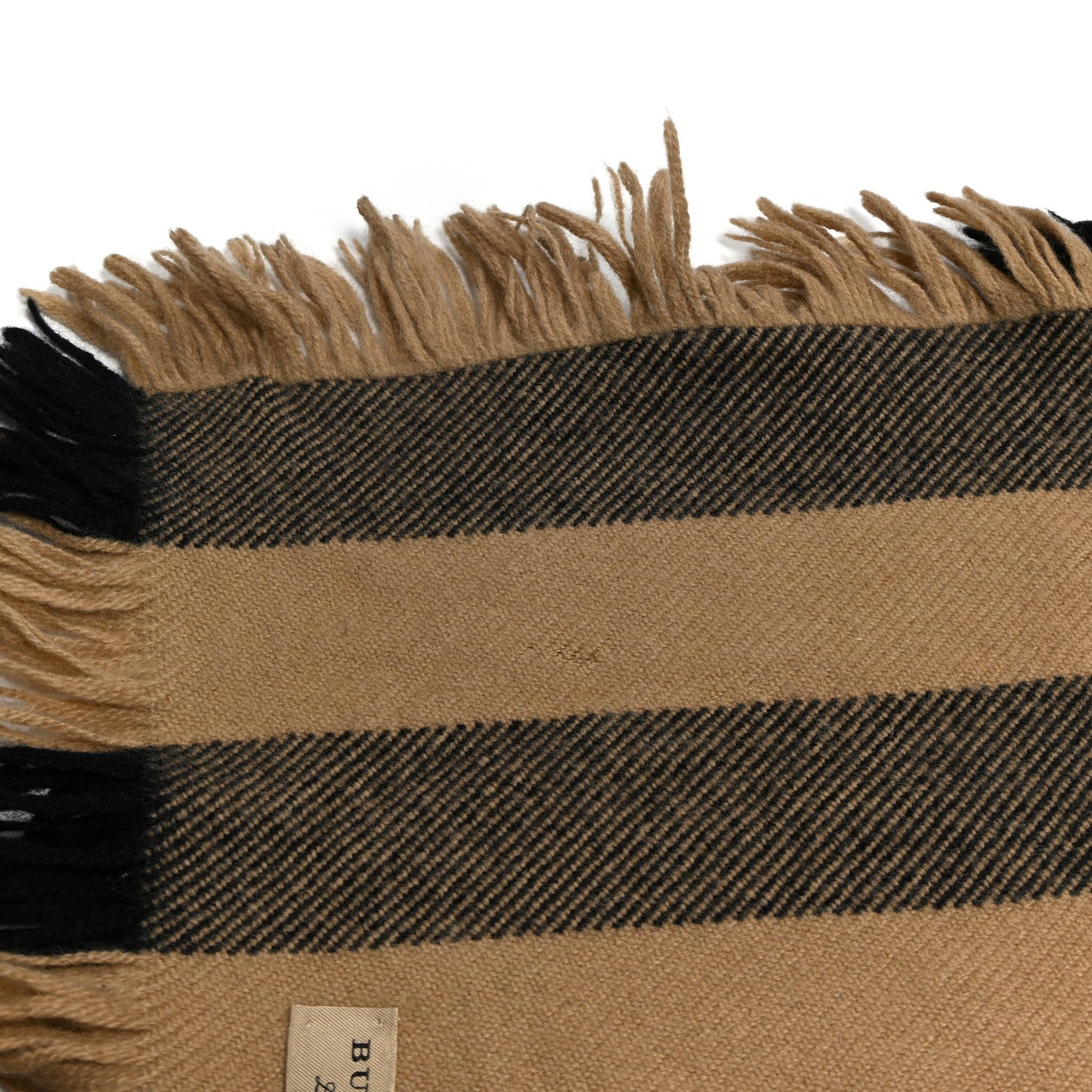 Wool Check Happy Fringe Scarf Beige