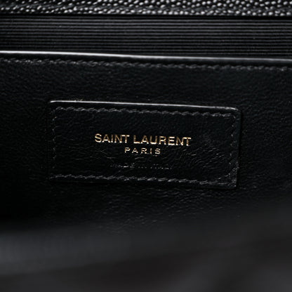 Saint Laurent Grain De Poudre Textured Mixed Matelasse Triquilt Medium Monogram Satchel Black 7 of 13