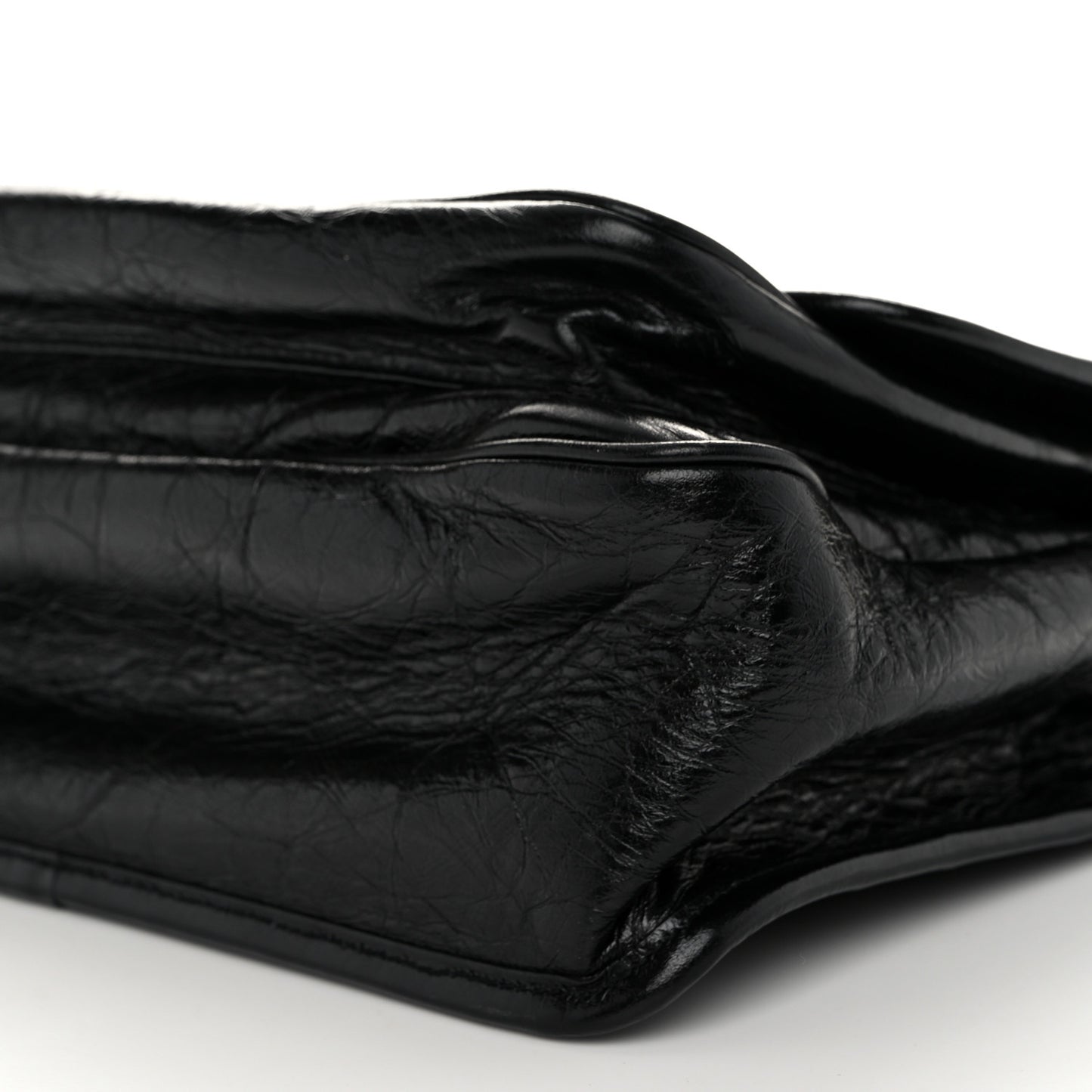 Crinkled Calfskin Matelasse Monogram Medium Niki Chain Satchel Black