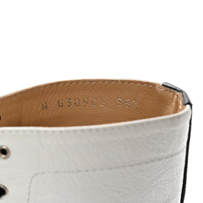 Chanel Patent Suede Lace Up Chain Boots 35.5 White Black 8 of 14