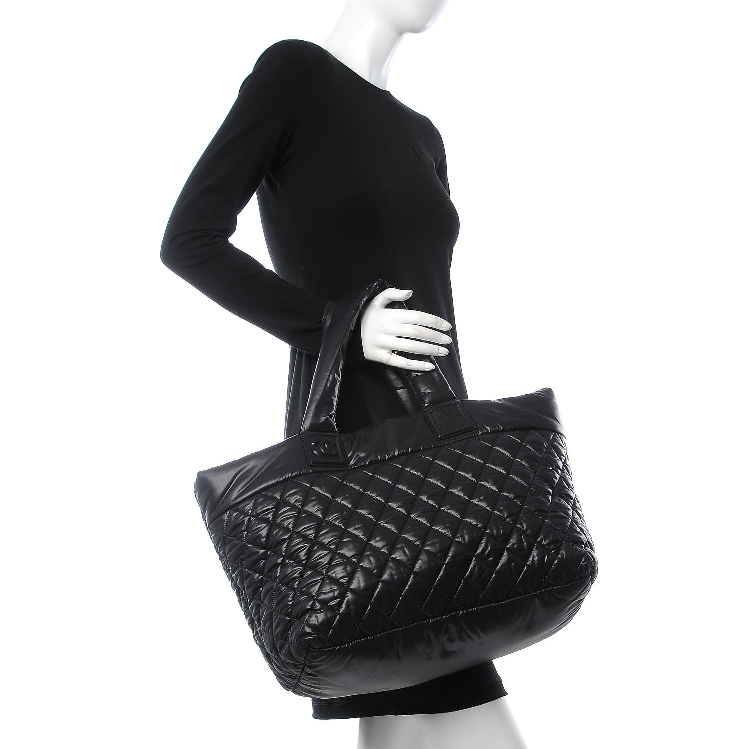 Chanel Nylon Quilted Large Coco Cocoon Tote Black 2 of 7