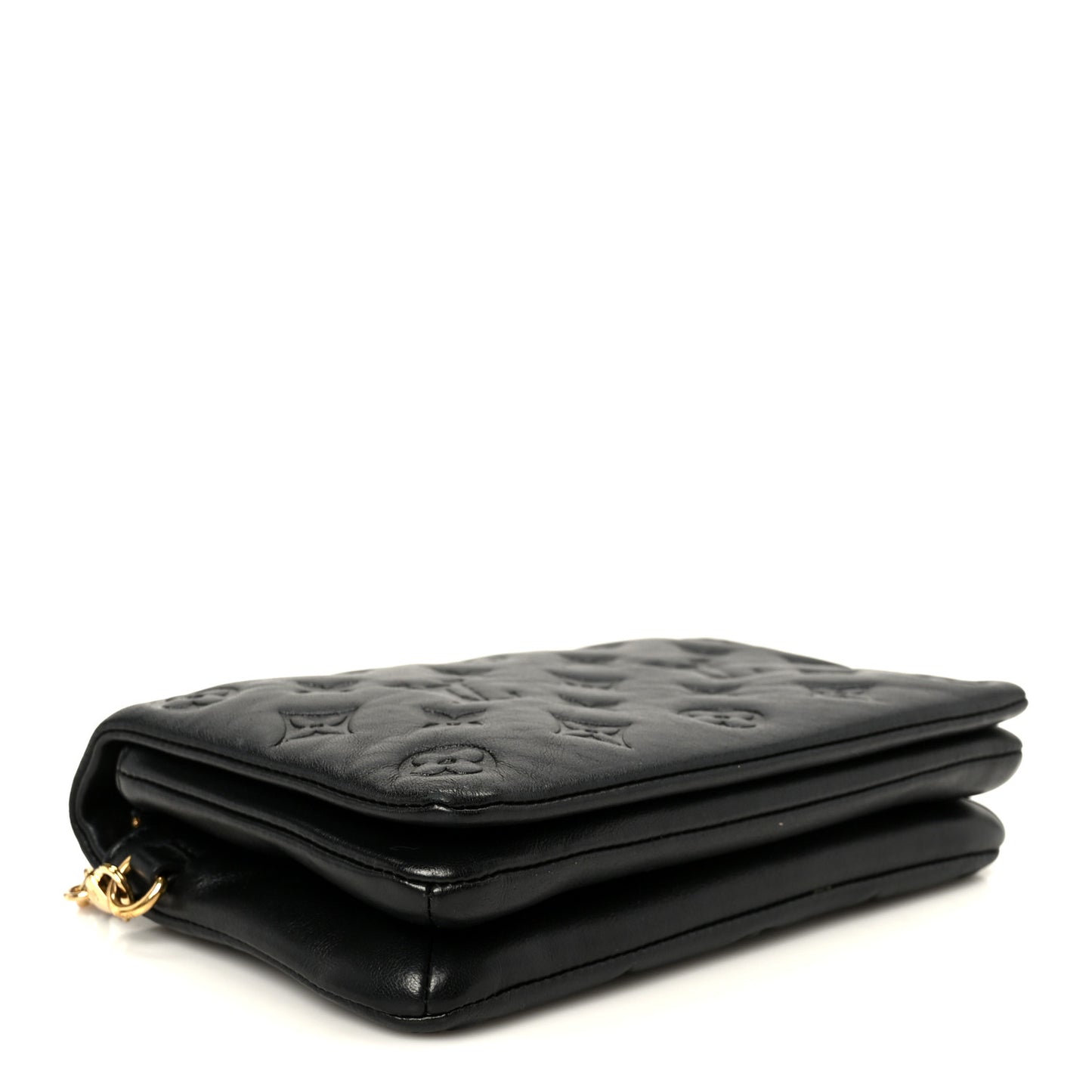 Lambskin Embossed Monogram Pochette Coussin Black