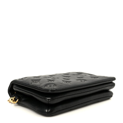 Louis Vuitton Lambskin Embossed Monogram Pochette Coussin Black 4 of 11