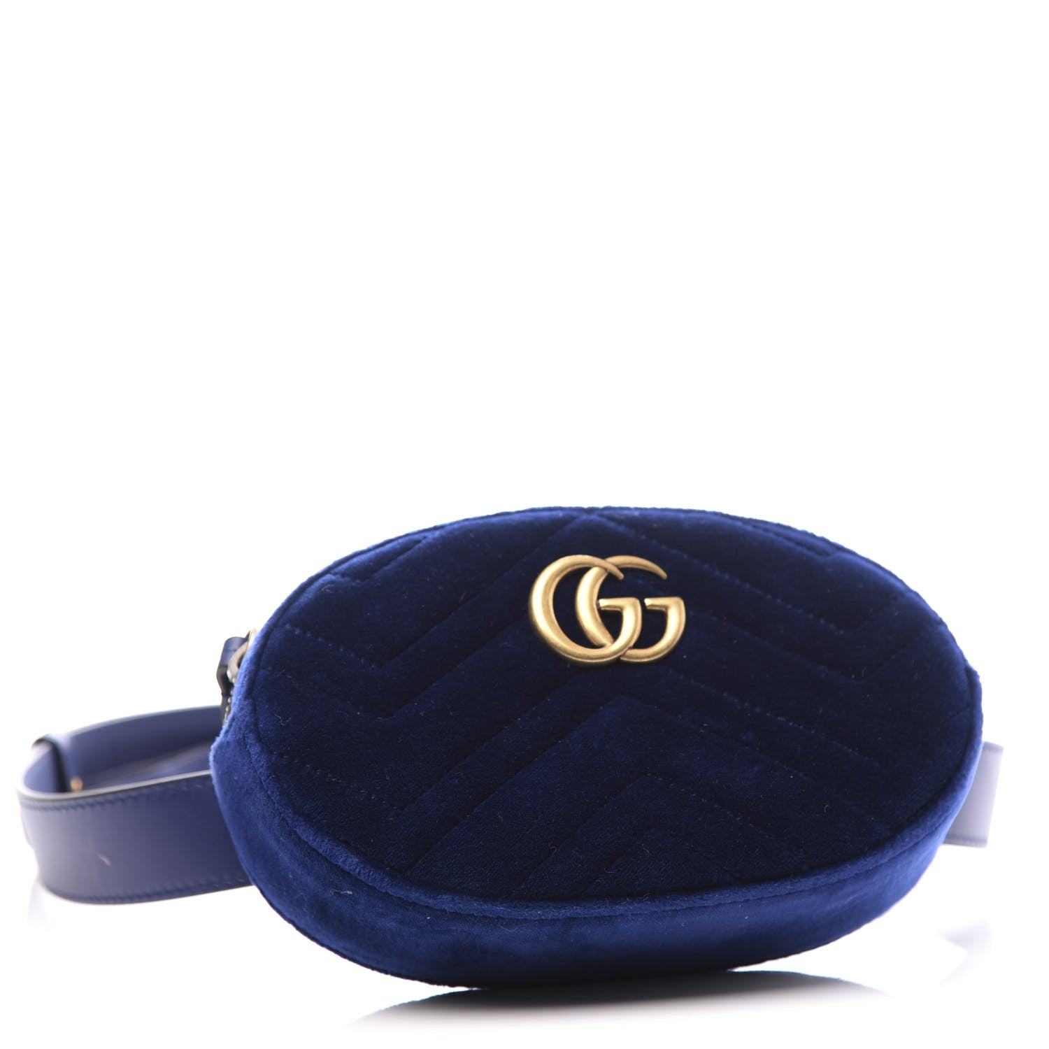 Gucci Velvet Matelasse GG Marmont Belt Bag 75 30 Cobalt Blue 3 of 10