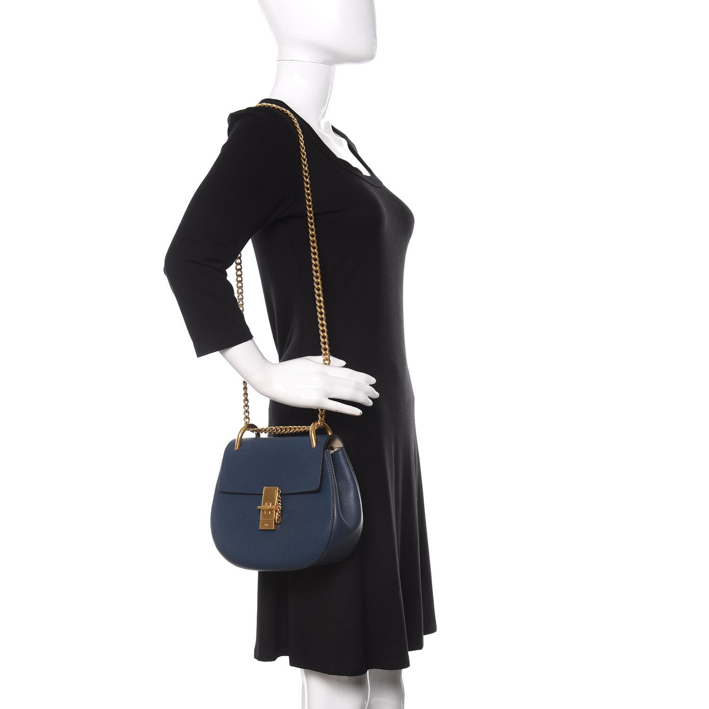 Goatskin Drew Shoulder Bag Denim Blue