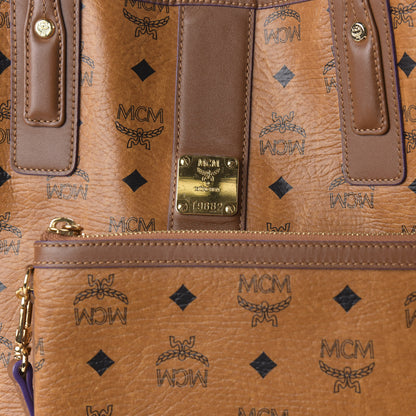 MCM Visetos Large Liz Reversible Shopper Tote Cognac 8 of 15