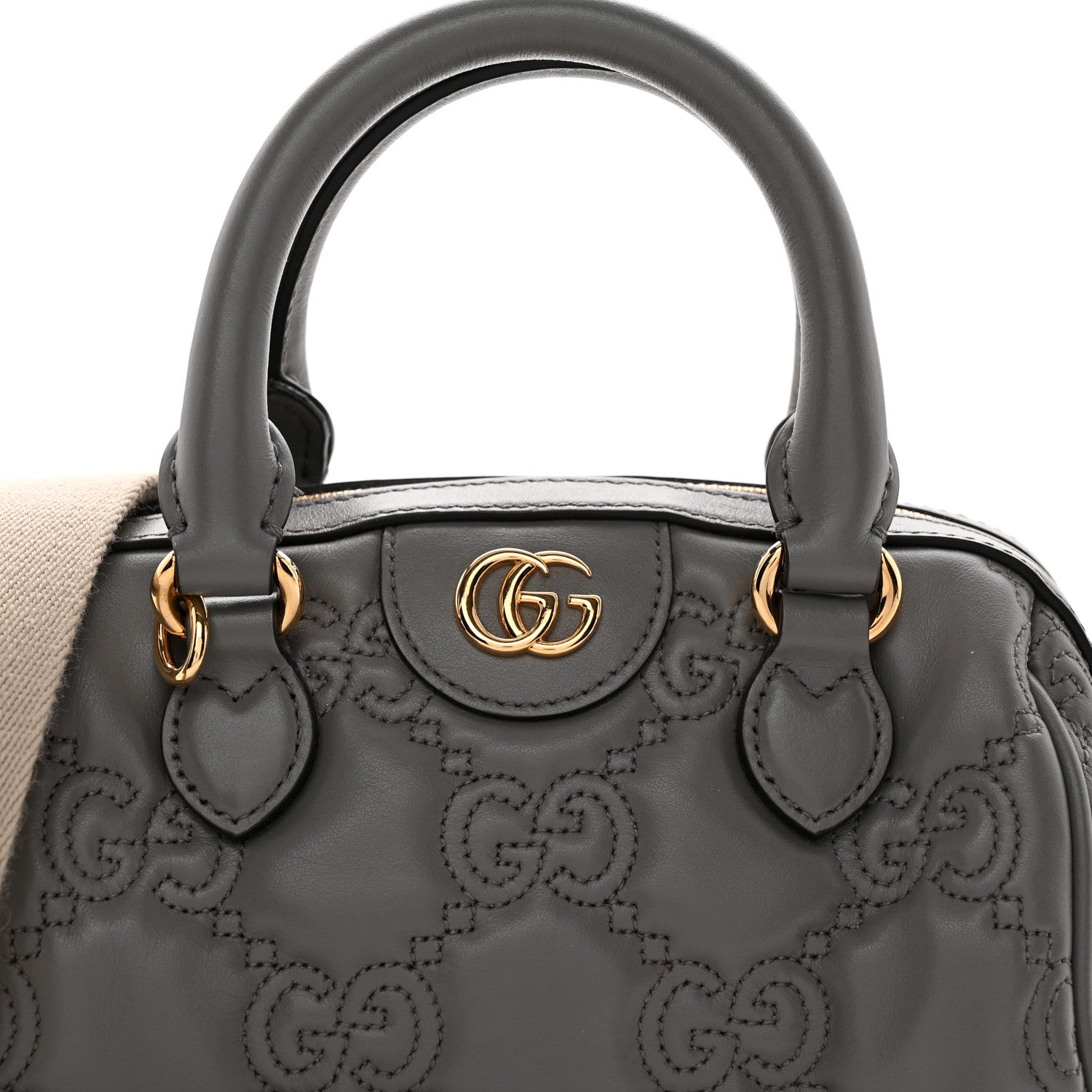 Gucci Calfskin GG Matelasse Mini Bowler Bag Dusty Grey Natural 8 of 10