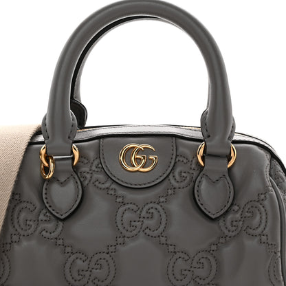 Gucci Calfskin GG Matelasse Mini Bowler Bag Dusty Grey Natural 8 of 10