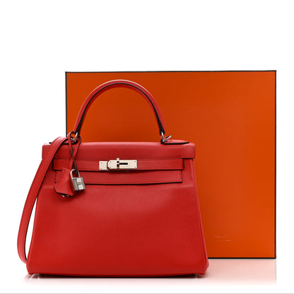 Hermes Evercolor Kelly Retourne 28 Rouge Tomate 18 of 18