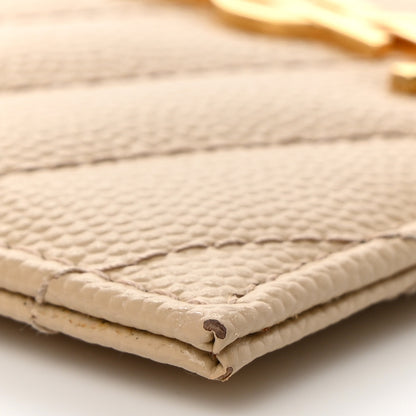 Saint Laurent Grain De Poudre Matelasse Chevron Monogram Credit Card Case Nude Powder 8 of 10