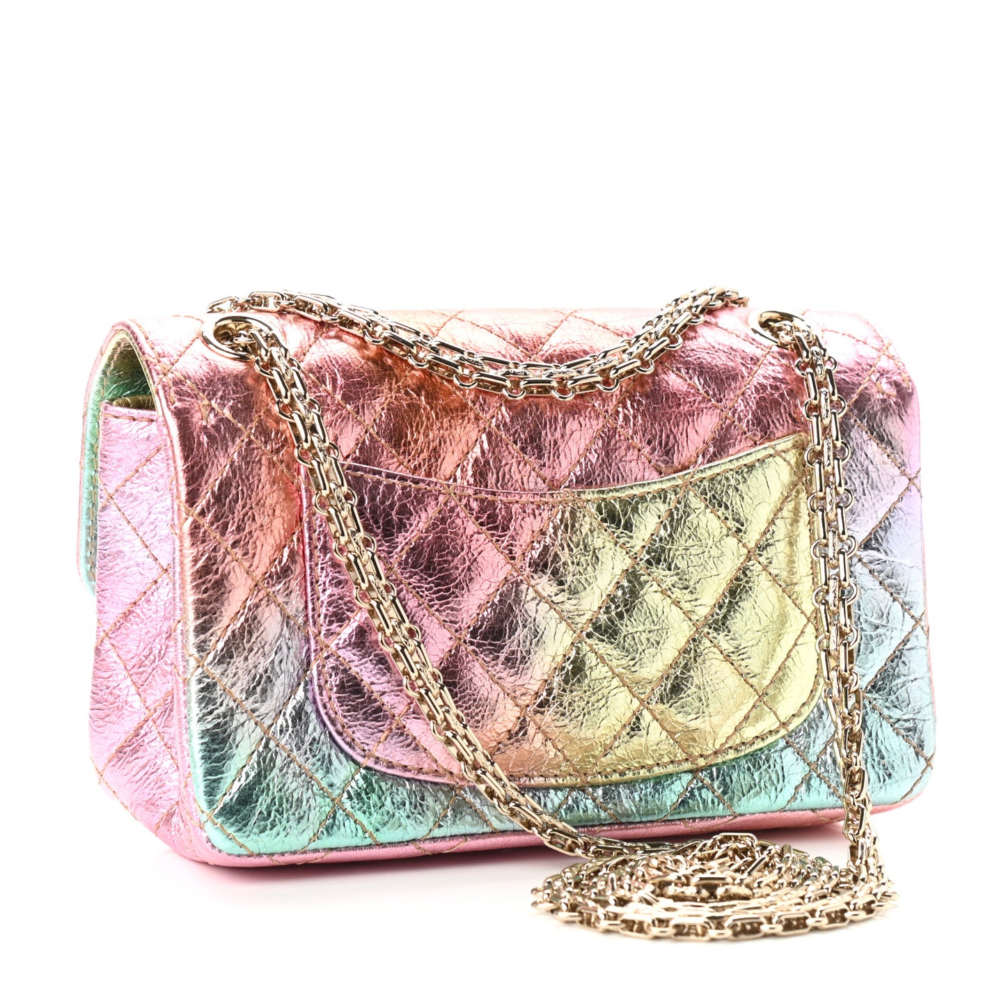 Metallic Goatskin Quilted Mini 2.55 Reissue Flap Multicolor