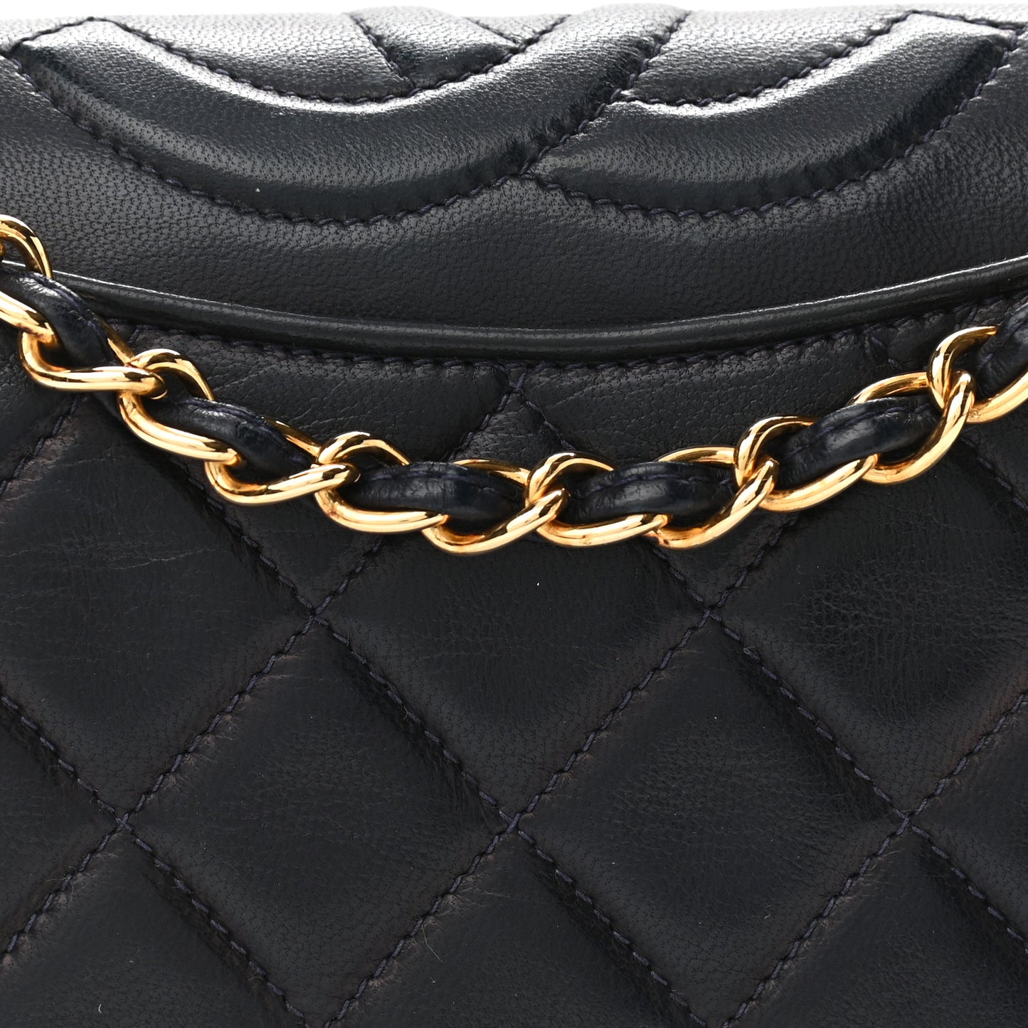 Lambskin Quilted Small Single Flap Bag Navy