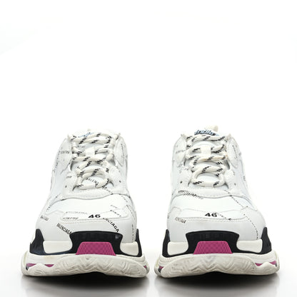Balenciaga Technical Fabric Allover Logo Mens Triple S Sneakers 46 White Black Pink 2 of 8