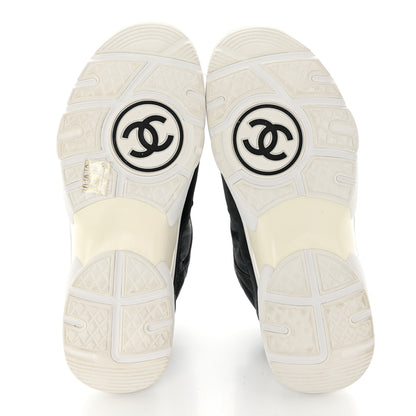 Chanel Fabric Calfskin Suede CC Womens Sneakers 40 Blue 5 of 9