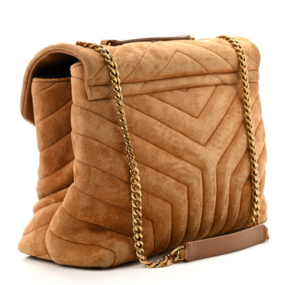 Saint Laurent Suede Y Quilted Monogram Medium Loulou Chain Satchel Cinnamon 3 of 10