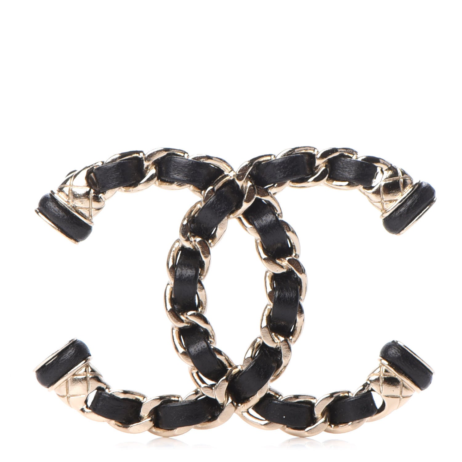 Chanel Lambskin Chain CC Brooch Black Gold 1 of 5