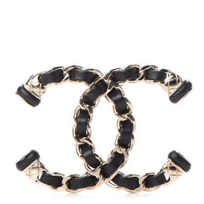 Chanel Lambskin Chain CC Brooch Black Gold 1 of 5