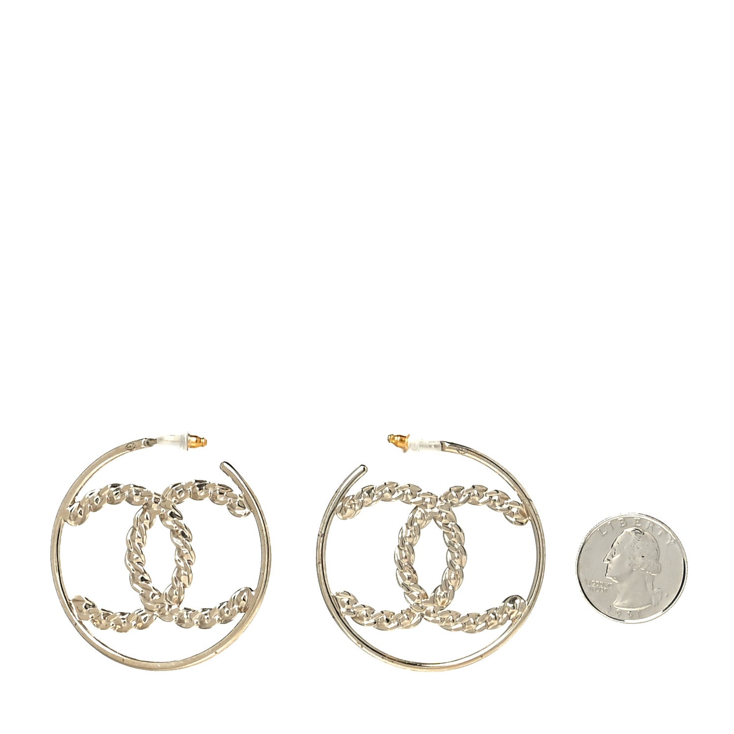 Crystal High Society CC Hoop Earrings Gold