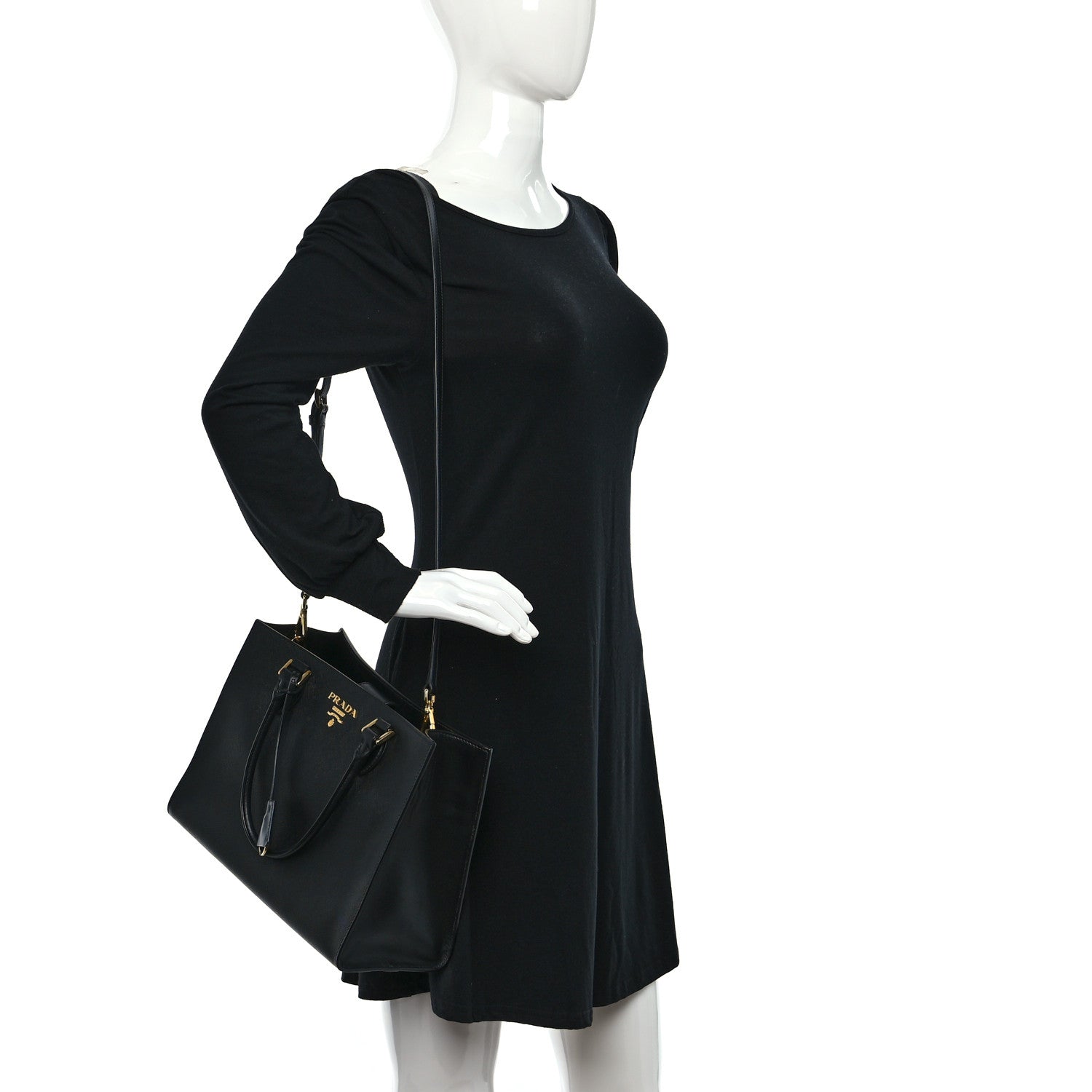 Prada Saffiano Soft Calfskin Tote Black 2 of 8