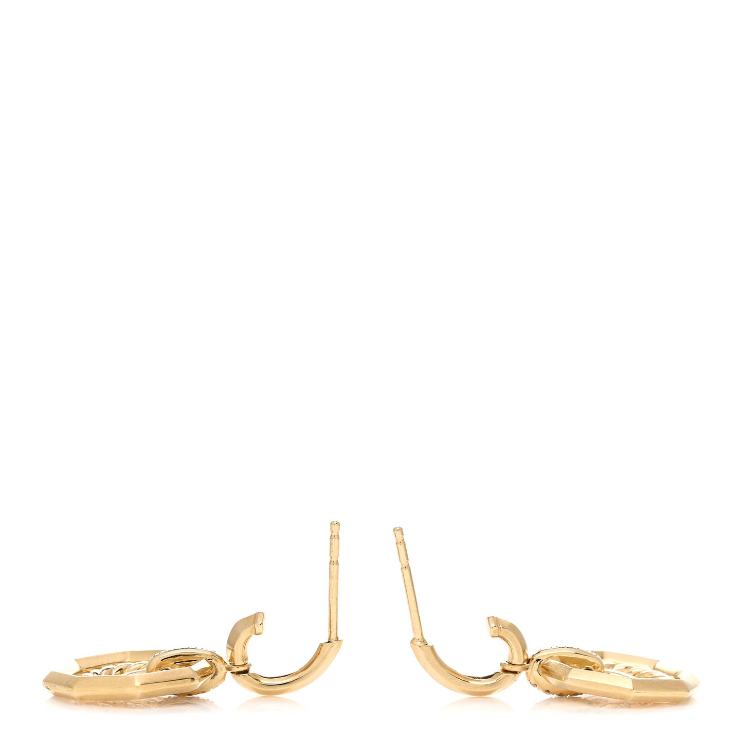 18K Yellow Gold Diamond 16mm Stax Drop Earrings