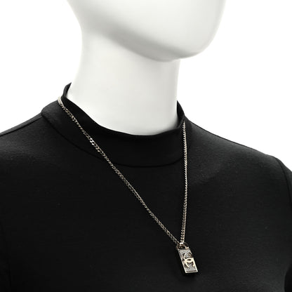 Chanel Crystal Dog Tag Charm Necklace Gold 2 of 6