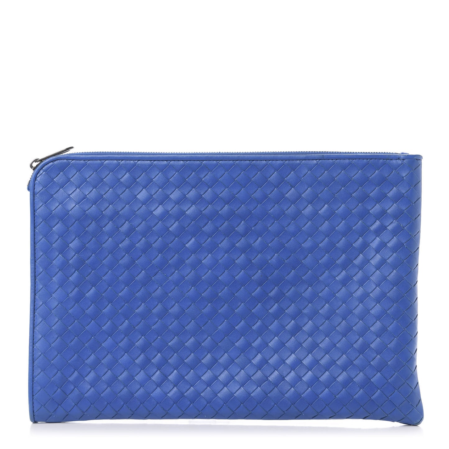 Nappa Intrecciato Flat Zip Pouch Blue