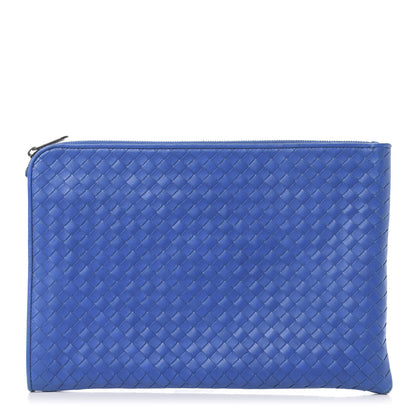 Bottega Veneta Nappa Intrecciato Flat Zip Pouch Blue 1 of 8