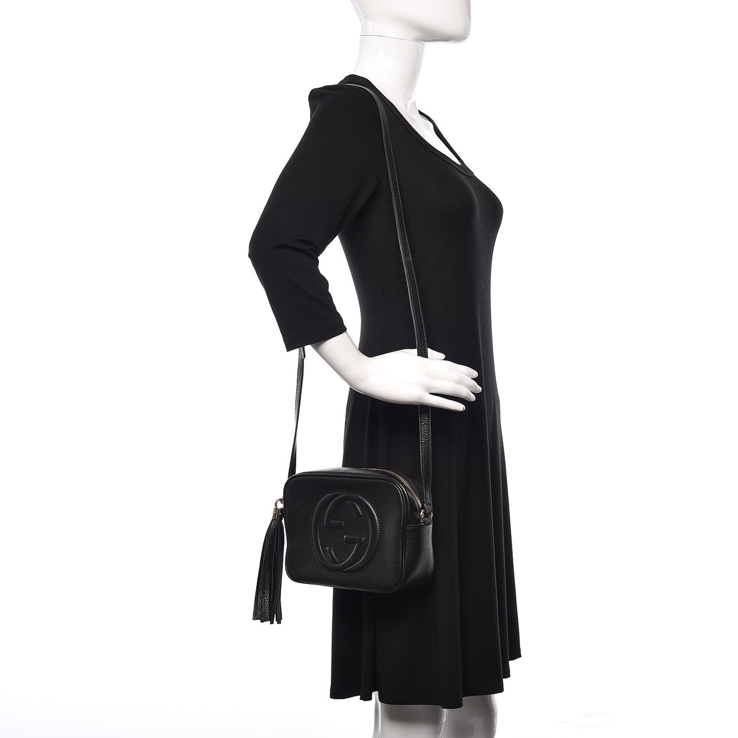 Pebbled Calfskin Small Soho Disco Bag Black