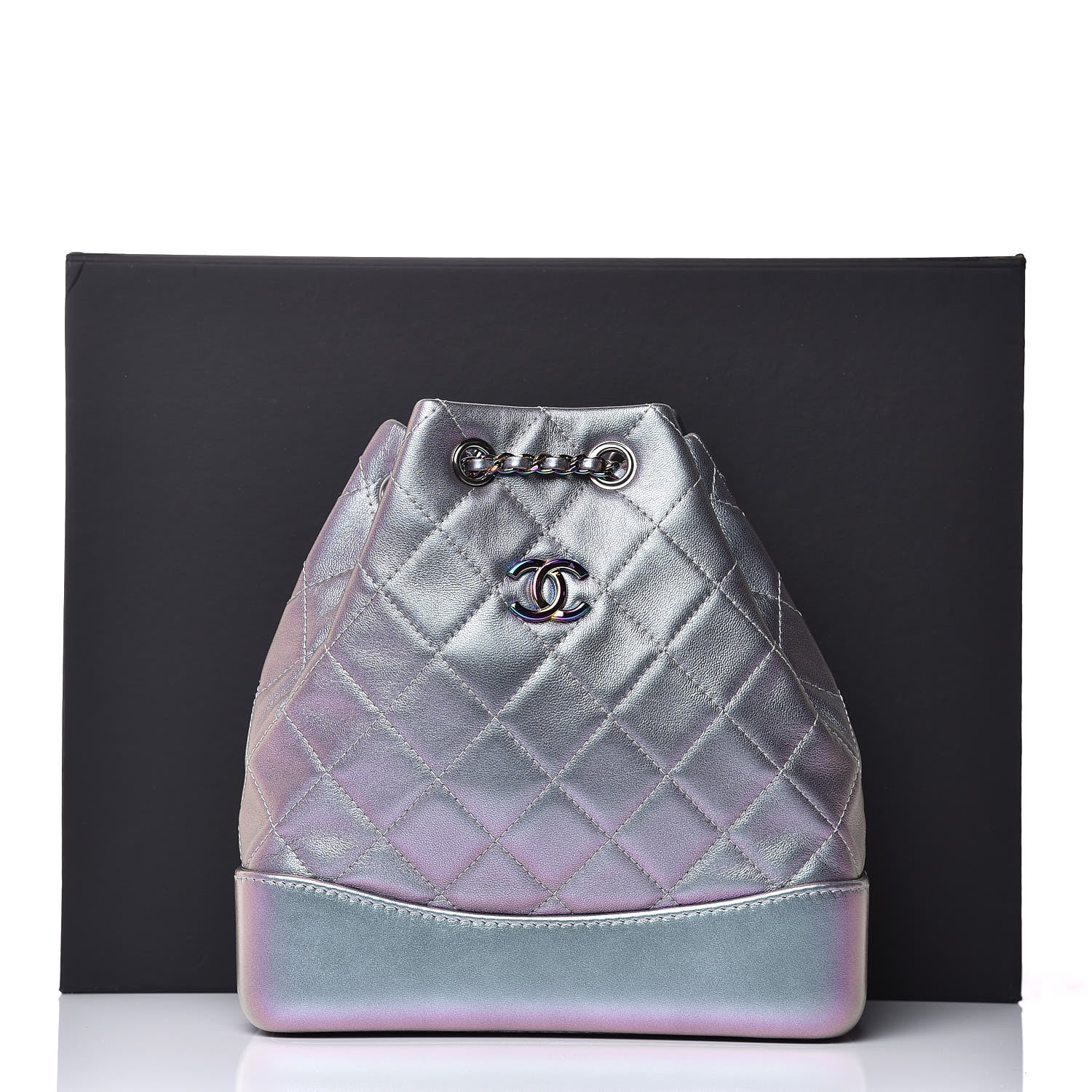 Chanel Iridescent Lambskin Calfskin Small Quilted Gabrielle Backpack Light Purple 8 of 8