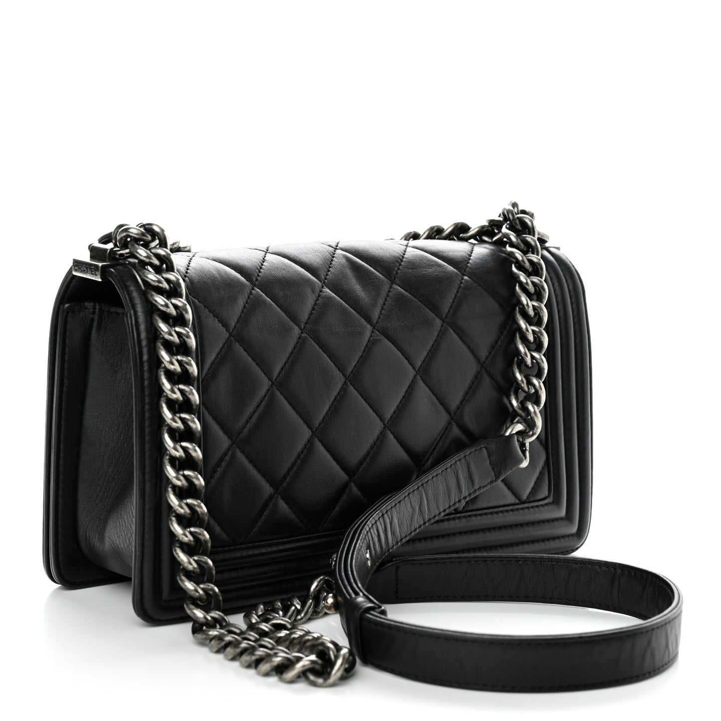 Calfskin Quilted Medium Boy Flap Black