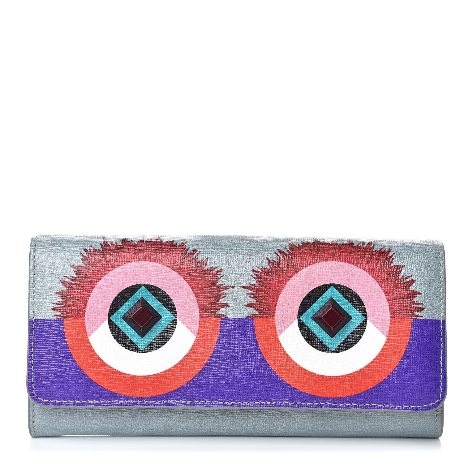 Fendi Vitello Elite Studded Hypnoteyes Continental Wallet Polvere Multicolor 1 of 10