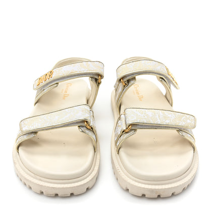 Christian Dior Technical Fabric Jacquard Dioract Sandals 40 White Gold 2 of 12