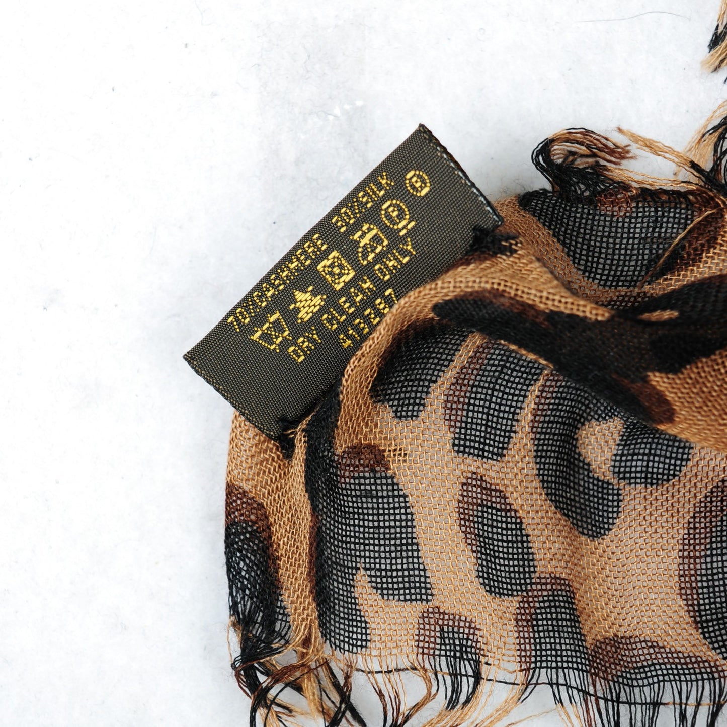 Cashmere Silk Leopard Stole Brown
