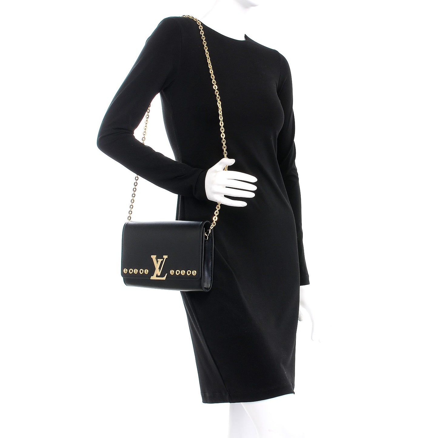 Calfskin Pochette Louise GM Black