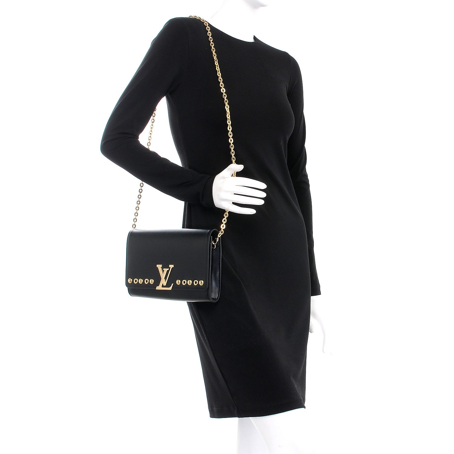 Louis Vuitton Calfskin Pochette Louise GM Black 2 of 7