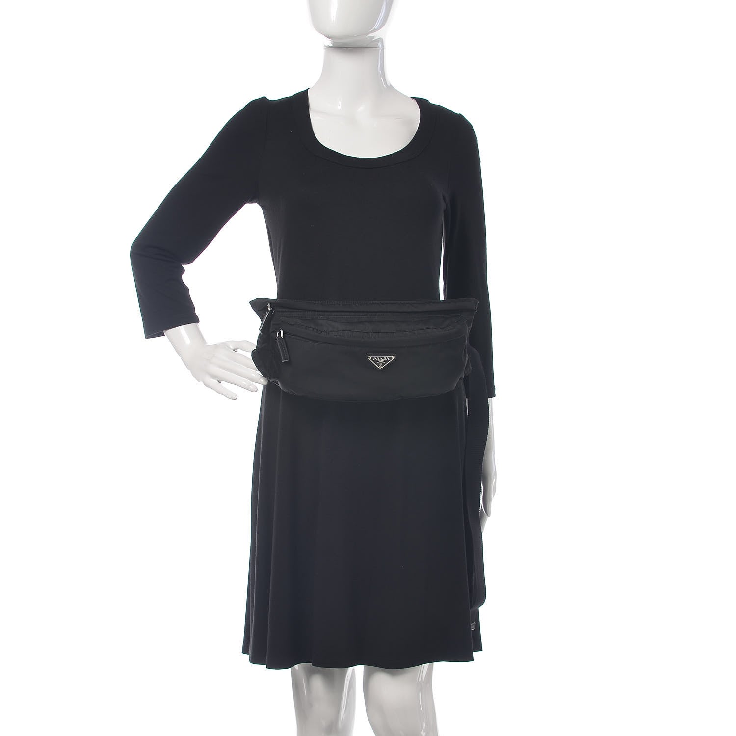 Prada Tessuto Nylon Saffiano Belt Bag Black 2 of 12