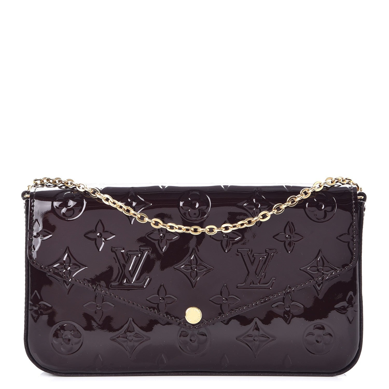 Louis Vuitton Vernis Pochette Felicie Chain Wallet Amarante 1 of 7