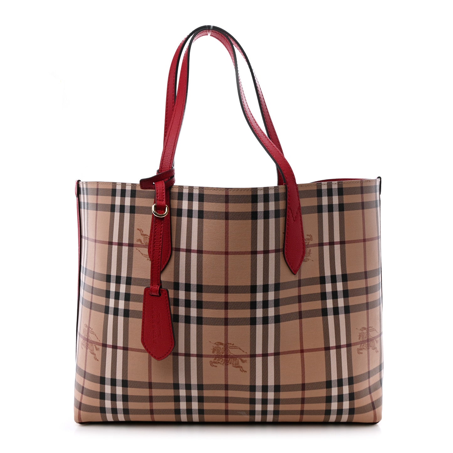 Haymarket Check Medium Reversible Tote Poppy Red
