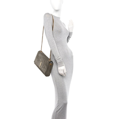 Saint Laurent Smooth Calfskin Suede Medium Reversible Monogram Kate Satchel Taupe 2 of 12