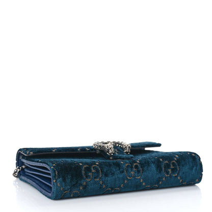 Gucci Velvet GG Monogram Mini Dionysus Chain Wallet Blue Beige Black 4 of 9