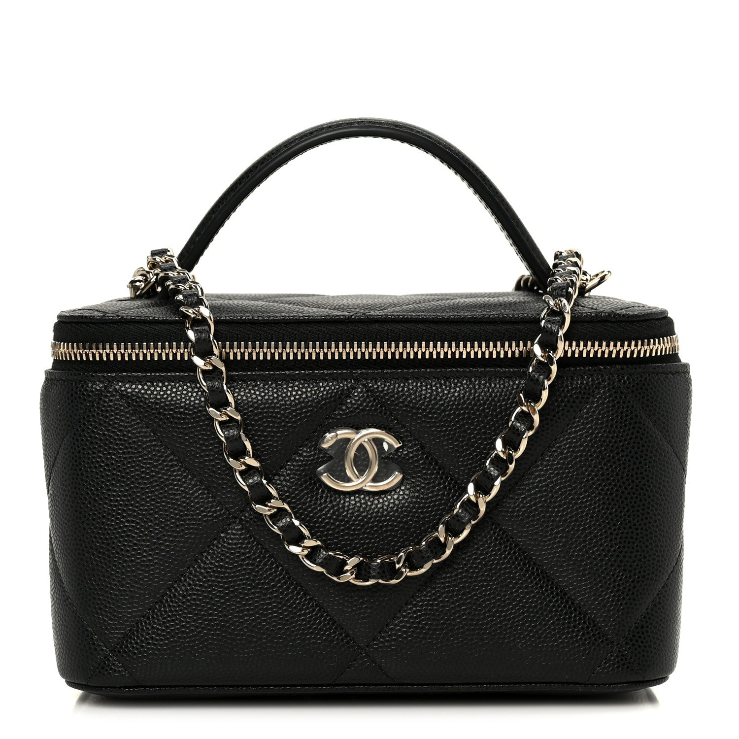 Chanel Caviar Quilted Top Handle Long Vanity Black 1 of 12
